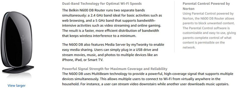 Belkin N600 Wireless Dual-Band Technology