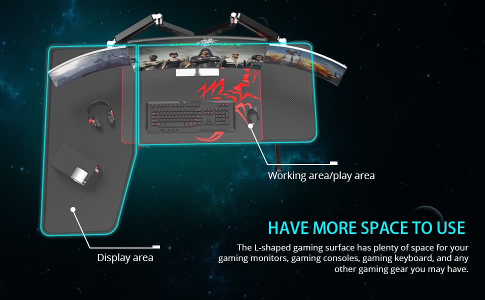 The L-Shaped gaming desk surface
